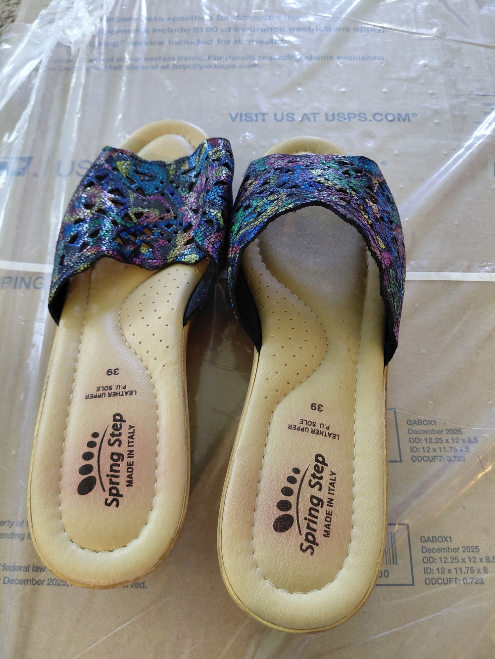 Spring Step Leather Multicolor Embroidered Slide Mules